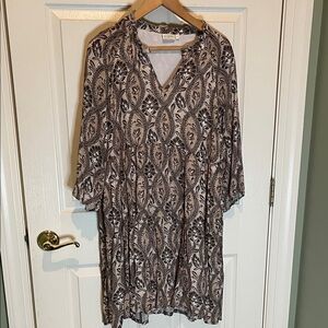 Spartina 449 tan and White Patterned Tunic